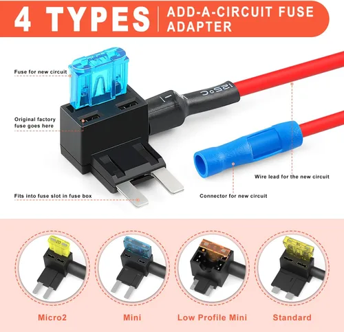 Miniatura 3 de Zhushan Paquete de 12 grifos de fusibles de 12 V, 4 tipos (Ato, Atc, Atm, Apm) con grifos de fusibles estándar, mini, micro2 y de bajo perfil
