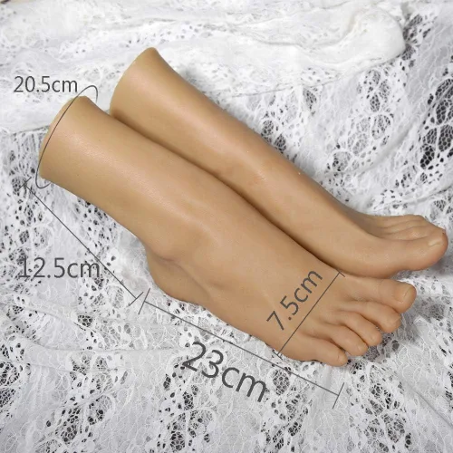 Miniatura 2 de 1 par de maniquí de silicona para mujer, tamaño natural, para exhibición de pies, joyería, sandalias, zapatos, calcetines, arte con uñas rojas