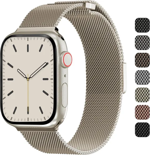 SWITCHEASY Correa magnética de malla para Apple Watch Series 10, 9, 8, SE, 7, 6, malla para iWatch de 1.654, 1.614, 1.575, 1.496 pulgadas, iWatch