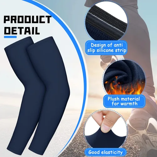 Miniatura 2 de 4 piezas de manga térmica de compresión para hombres y mujeres, actividades al aire libre de invierno, ciclismo, baloncesto, correr