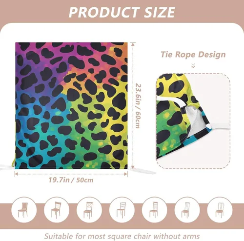 Miniatura 3 de Fashion Rainbow Leopard Print Decorative Office Chair Slipcover for Bedroom Soft Dining Room Chair Seat Cover cubre sillas para comedor Set of 6