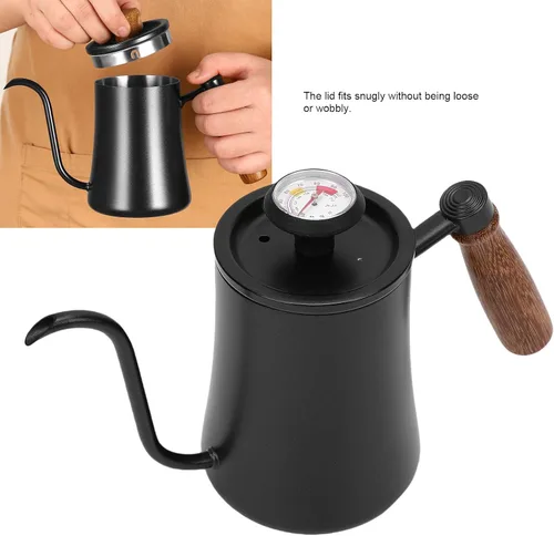 Miniatura 5 de LICAEVEY Hervidor de cuello de cisne, hervidor de café con termómetro integrado y mango de madera, estufa de acero inoxidable 304 para verter