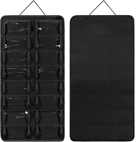 Miniatura 5 de AROUY Organizador de gafas de sol, organizador de gafas con bolsillo para colgar en la pared - Organizador de gafas de sol con 16 ranuras de fieltro