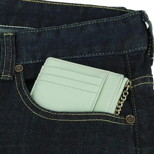 Miniatura 7 de Cartera delgada y minimalista para mujer, con 8 tarjetas, monedero, llavero con bolsillo frontal