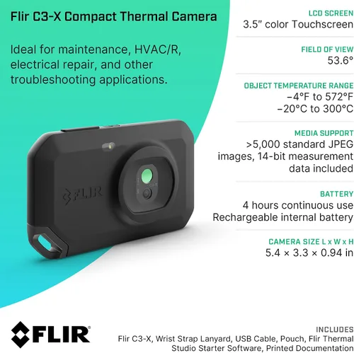 Miniatura 7 de FLIR C3-X Cámara de imágenes térmicas compacta con Wifi: Imágenes infrarrojas de alta resolución para inspección, aplicaciones eléctricas/mecánicas