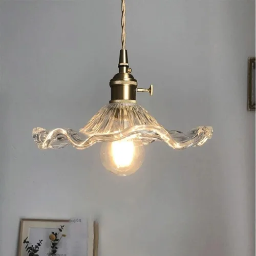 Miniatura 2 de Kitchen Island Light Fixture, Nordic Retro 9.0 in Green Glass Shade Hanging Pendant Lamp with Brass Finish, Adjustable Cord Chandelier for Bedroom