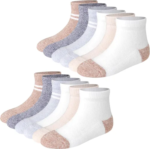 Miniatura 10 de Hanes Calcetines tobilleros antideslizantes para bebés y niños pequeños, paquete múltiple