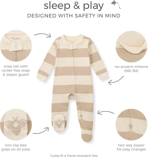 Miniatura 20 de Burt's Bees Baby - Pijama de una pieza para bebé, mameluco para dormir y jugar, algodón 100% orgánico, cremallera frontal