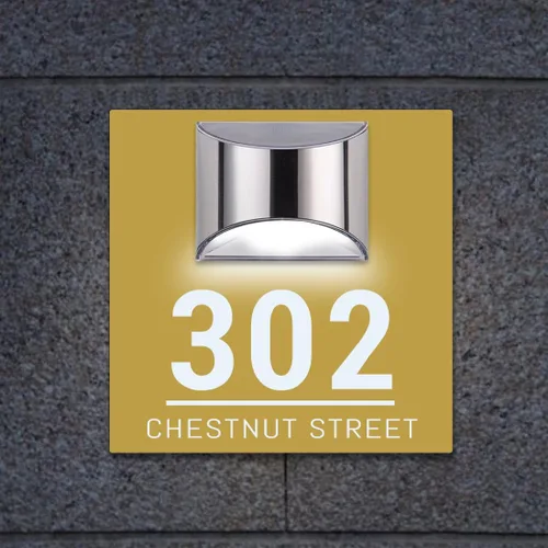 Miniatura 8 de Placa de puerta moderna solar personalizada, placa de dirección iluminada con placa LED personalizada, letrero acrílico iluminado LED, regalo