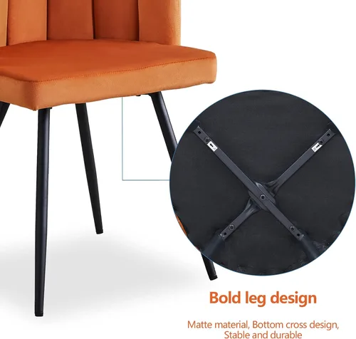 Miniatura 8 de TUKAILAi Cute Petal - Silla de comedor moderna de terciopelo con respaldo en forma de concha, asiento acolchado grueso y patas de metal negro, silla