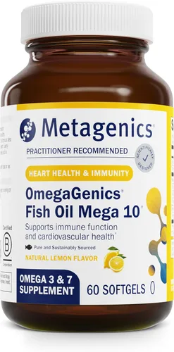 Metagenics OmegaGenics Mega 10 Omega Supplement- con Omega-7, 330 mg de EPA y 170 mg de DHA para la salud del corazón*- De origen sostenible y sin