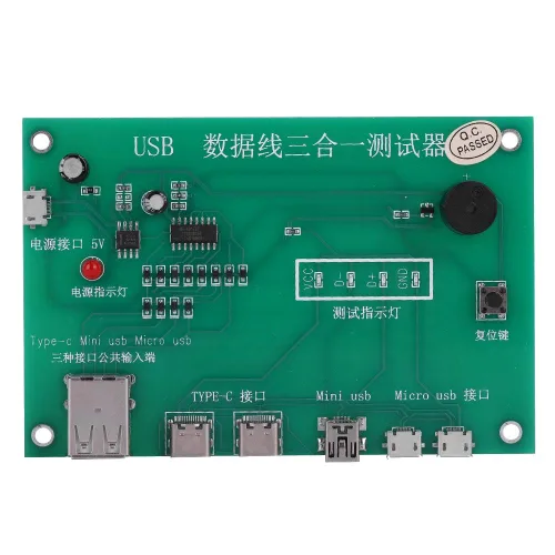 Probador de tríada de cable USB, accesorio de prueba de cable de datos 3 en 1 Tipo-C/Mini USB/Micro-USB Cable Triad Probador para Pruebas de