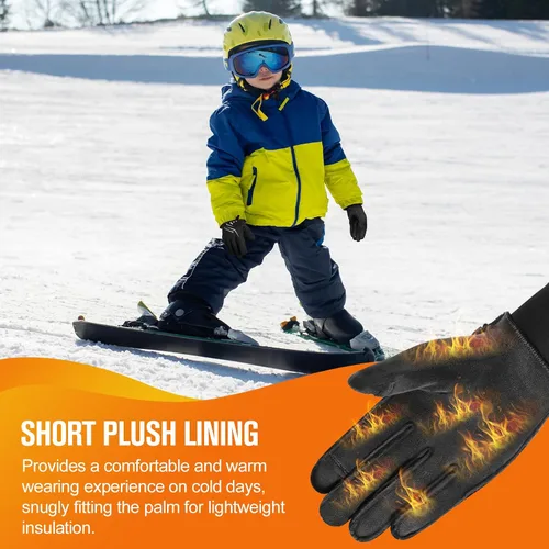 Miniatura 5 de Guantes de ciclismo cálidos de invierno para niños, guantes para pantalla táctil para clima frío para niños, montar en bicicleta y fútbol con agarre