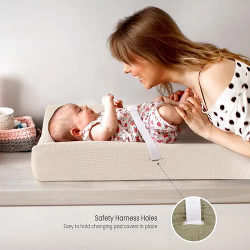 Miniatura 7 de lulumoon Funda para cambiador de pañales de bebé: Funda de almohadilla de muselina para cambiador de pañales - Fundas de cambiador para niñas y niños