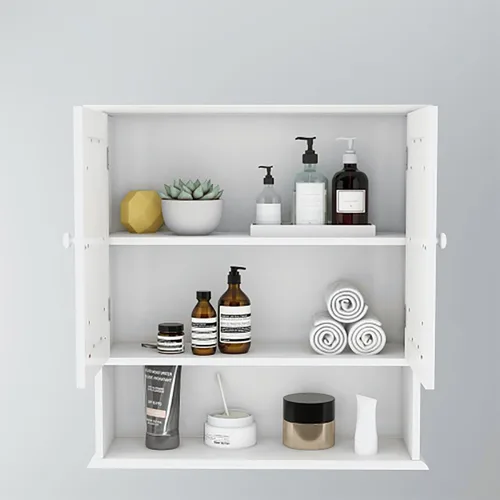 Miniatura 4 de Gabinete con puertas de cristal, gabinete de boticario de baño con 2 puertas, Gabinetes para cocina de pared, boticario de baño, 22 pulgadas