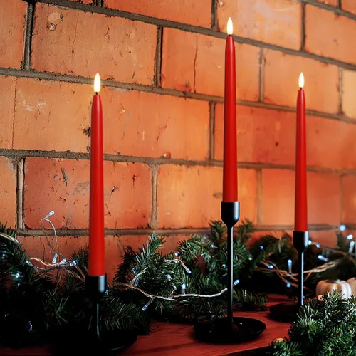 Miniatura 3 de Stmarry Velas cónicas sin llama rojas con control remoto - Candelabros LED de 11 pulgadas que funcionan con baterías, llama 3D realista con mecha