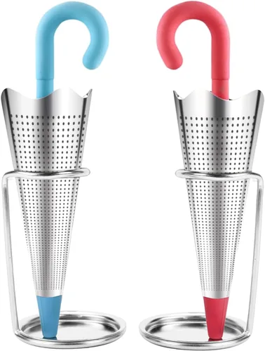 Miniatura 11 de Besego - 2 infusores de té de silicona, con cucharita de acero inoxidable, bonito filtro de té para los amantes del té, Amarillo