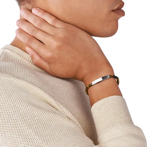 Miniatura 5 de Fossil - Pulsera de identificación de acero inoxidable chapado para hombre de regalo personalizada grabable