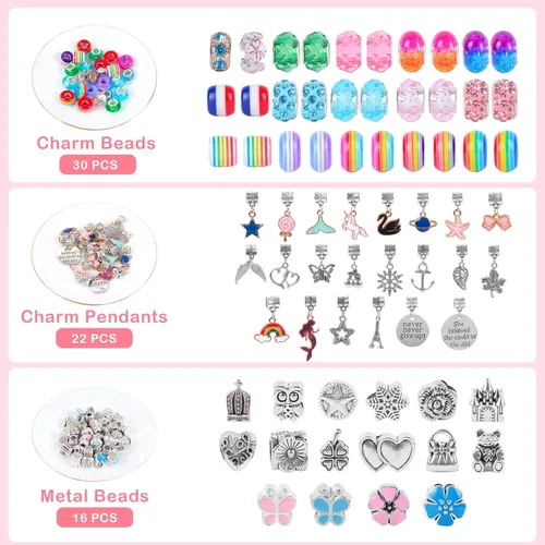 Miniatura 3 de Kit de Fabricación de Pulseras con Abalorios de ELLENER - Un Regalo Perfecto de Cumpleaños y Vacaciones para Niñas de 6, 7, 8, 9, 10 Años con Caja