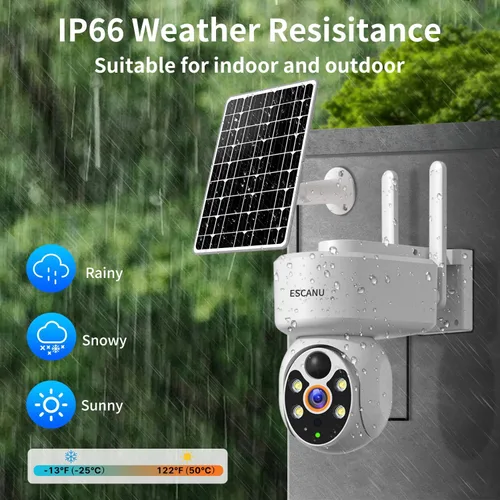 Miniatura 9 de Sistema de cámaras de seguridad inalámbricas para el hogar, cámaras PTZ de energía solar para exteriores, detección de movimiento