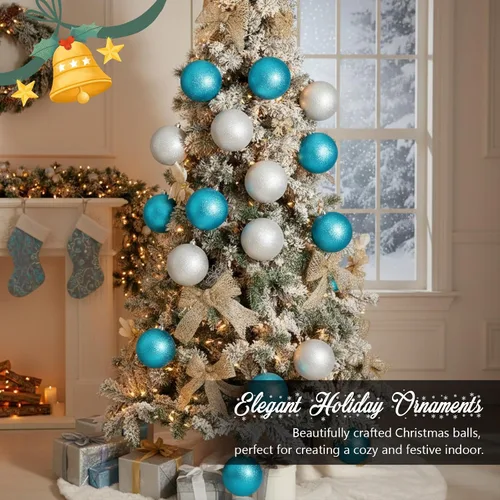 Miniatura 5 de Poen 12 piezas de adornos de bolas de Navidad grandes de 6 pulgadas con purpurina, adornos de Navidad extra grandes, bolas de Navidad gigantes