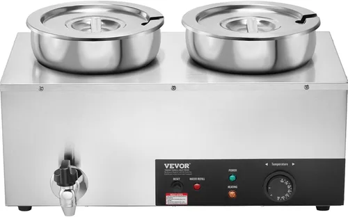 Miniatura 9 de VEVOR Calentador de Sopa Eléctrico, Olla Redonda Doble de Acero Inoxidable de 7.4QT Temperatura Ajustable 86~185°F, Bain Marie Comercial de 1200W