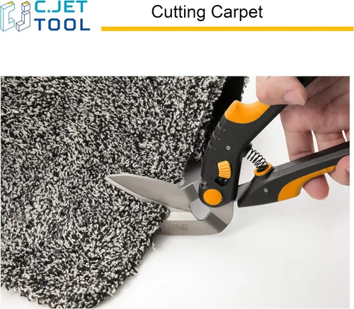 Miniatura 9 de C.JET TOOL Tijeras resistentes de 10 pulgadas, cortador de alfombras, herramienta industrial multiusos para cartón, cuero, poda, jardinería, acero