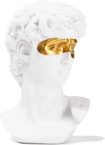 Miniatura 8 de BRABUD Máscara griega David Hombre Busto Estatua Resina Negro Oro Escultura Romana Clásica Arte Moderno Casa Oficina Estudio Estantería Decoración