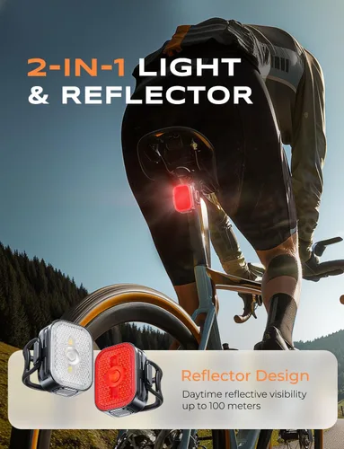 Miniatura 2 de Viccux 2026 Ultra Slim Bike Lights with Reflectors, 8+6 Modes Bike Headlight and Tail Light Assemblies Motorcycle, IP65 Waterproof & Dual USB-C 1-2