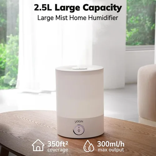 Miniatura 2 de YOGIN Humidificadores para Dormitorio Habitación Grande, Llenado Superior 2.5L Humidificadores Ultrasónicos de Niebla Fría para Guardería de Bebé
