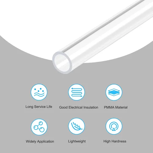 Miniatura 3 de MECCANIXITY Tubo Redondo Rígido Transparente de Acrílico 14mm (9/16") DI 18mm (0.7") DE 457mm para Lámparas y Linternas, Sistema de Enfriamiento