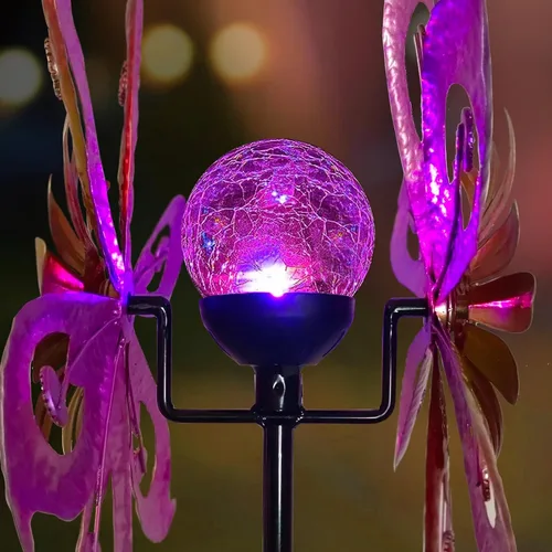 Miniatura 8 de Molinillo de viento solar de 360° con luces, girasol, jardín, decoración al aire libre, patio, césped, decoración artística para patio, molinos