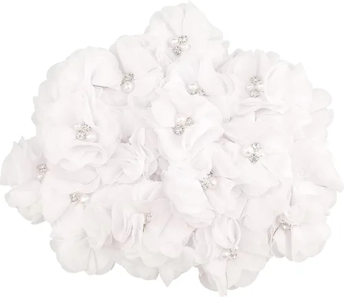 Miniatura 12 de 30 apliques de tela de gasa azul perla con diamantes de imitación para ropa, diademas de flores, manualidades, decoración de fiestas, apliques