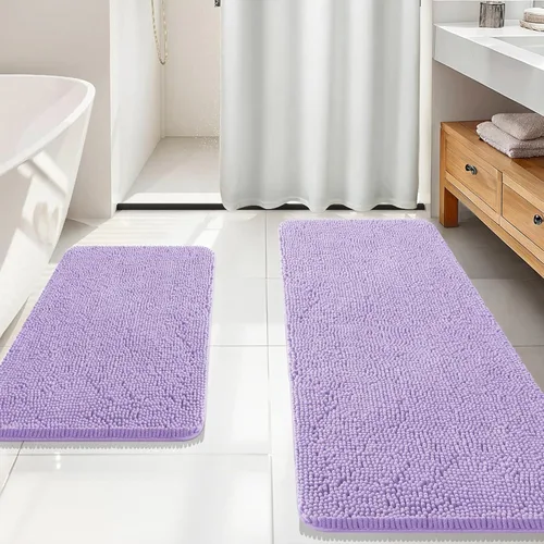 Miniatura 129 de OLANLY Juego de alfombras de baño de 2 piezas, alfombras de baño de chenilla suave y absorbente y alfombra de contorno en forma de U para inodoro