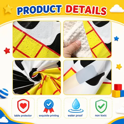 Miniatura 3 de Hosuly 6 Pcs Story Tablecloth Story Birthday Party Decorations Cow Printed Table Cover Boy Baby Shower Decorations Cartoon Inspired Party Supplies