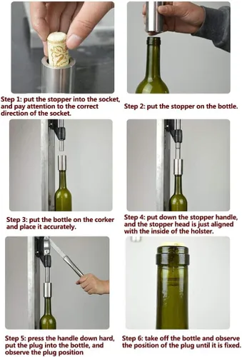 Miniatura 4 de Máquina de prensado manual de tapón de cerveza con tapón de inserción de 2 POM, máquina de prensado de tapa de botella de vino de cerveza 300/h