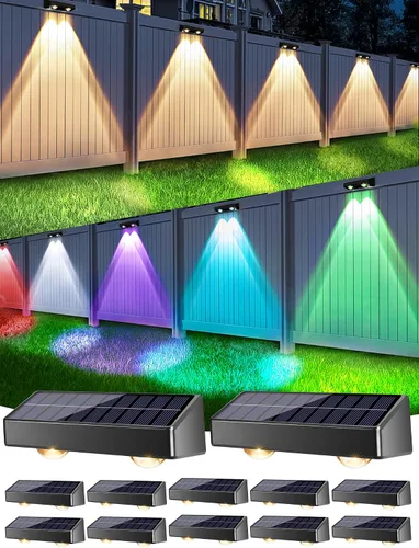 Miniatura 12 de Brizled Luces solares para valla al aire libre, paquete de 8 luces patrióticas para valla al aire libre, 9 colores y 11 modos RGBCW que cambian