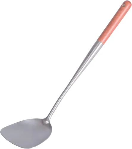 Miniatura 12 de iBasingo Espátula y cucharón de titanio, cuchara skimmer juego de herramientas de cocina con mango largo, utensilios chinos wok para camping, Juego