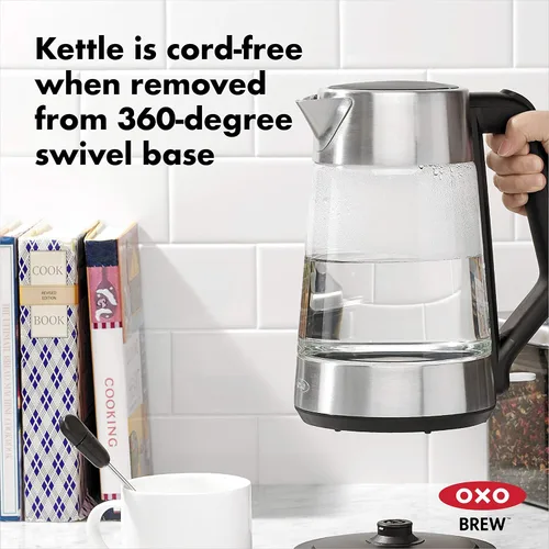 Miniatura 18 de OXO Hervidor eléctrico de vidrio, inalámbrico, de acero inoxidable