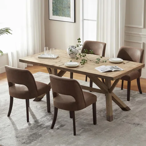 Miniatura 18 de VKNOW Juego de 2 sillas de comedor modernas, tapizadas de piel sintética, sillas de comedor, sillas de cocina, sillas de cena de granja para cocina