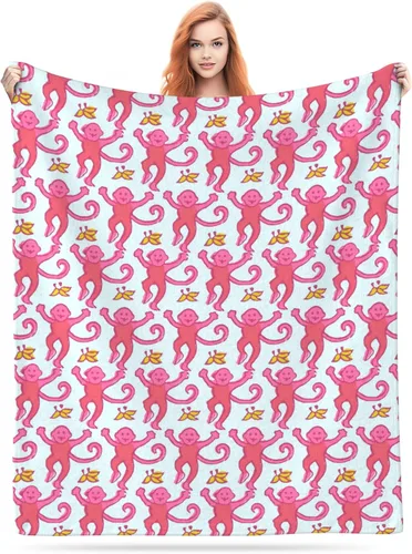 Manta de preppy, linda y divertida manta de monos decorativos, regalos para niñas y niños, súper cálida y suave, manta de franela de forro polar de