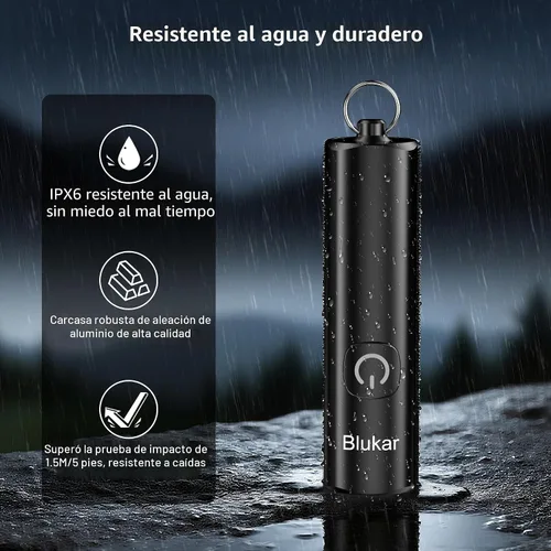 Miniatura 7 de Blukar Linterna EDC Recargable, Mini Linterna de Llavero de 360L con 3 Modos de Iluminación, Función de Memoria, Impermeable, Luz de Bolsillo