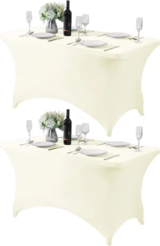 Miniatura 10 de Mantel de elastano para mesas de 4, 6 u 8 pies, mantel elástico universal ajustable para fiestas, banquetes, bodas y eventos - Verde manzana