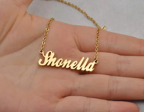 Miniatura 6 de HUAN XUN Collar personalizado con nombre de oro en plata dorada para mujer