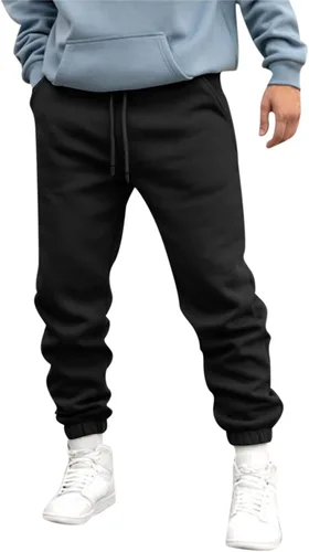 Pantalones deportivos para hombre, color sólido, con cordones, cómodos, con bolsillo, cintura elástica, holgados
