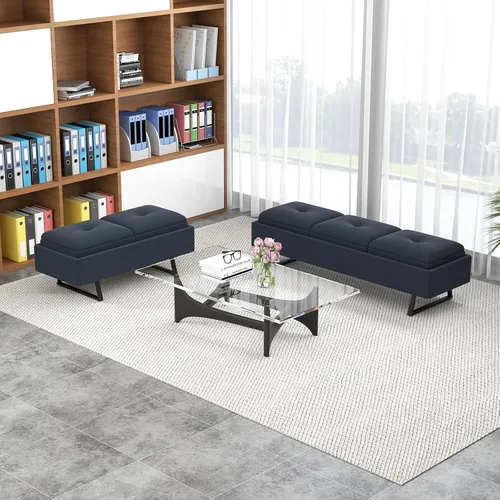 Miniatura 14 de kinbor Sillas de sala de espera, silla de invitados de oficina de piel sintética, banco de recepción tapizado de 5 asientos, muebles de vestíbulo