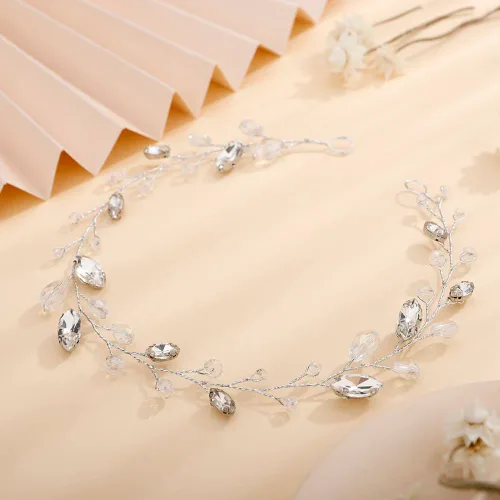 Miniatura 8 de Teyglen Diadema larga de diamantes de imitación para novias, tocados vintage para mujeres, fiestas, bailes, cumpleaños (negro)