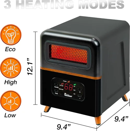 Miniatura 3 de DR. INFRARED HEATER DR-978 Nuevo calentador de espacio infrarrojo portátil híbrido de doble calefacción actualizado, 1500 W con control remoto