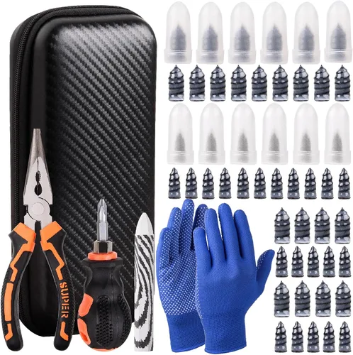 Kit de reparación de tornillos para neumáticos de 100 piezas – Sin necesidad de quitar el neumático, kit de reparación de pared lateral del