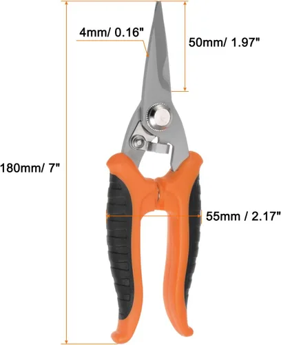 Miniatura 2 de HARFINGTON Tijeras industriales de 7 pulgadas de acero inoxidable tijeras cuchillas con mango negro naranja para cortar láminas finas de cobre